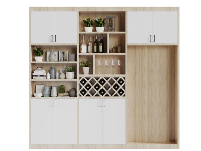 现代实木撞色酒柜3d模型 现代实木撞色酒柜