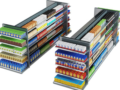 超市便利店黑色金属零食点心饮料货架3d模型 超市便利店黑色金属零食点心饮料货架