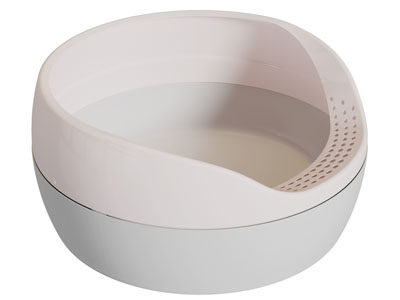 一个粉色灰色拼接的猫窝