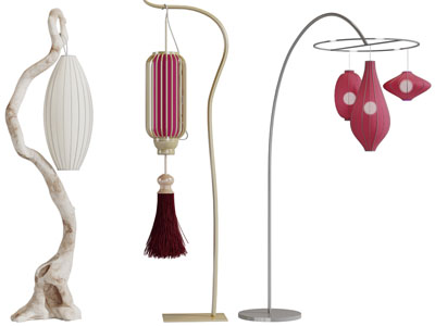 中式枯枝支架的落地灯