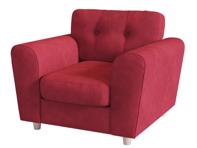 现代布艺红色单人沙发3d模型 现代布艺红色单人沙发