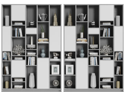 新中式灰色白色拼接装饰柜