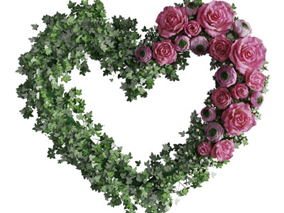 装饰玫瑰花的植物爱心墙饰挂件