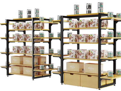 现代可调高度的实木货架3d模型 现代可调高度的实木货架