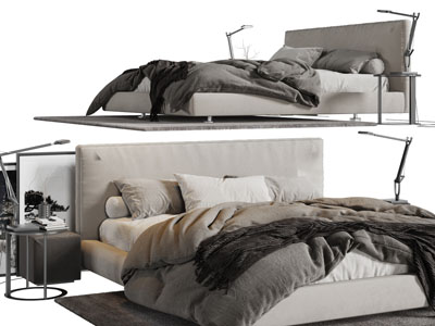 现代布艺双人床床头柜