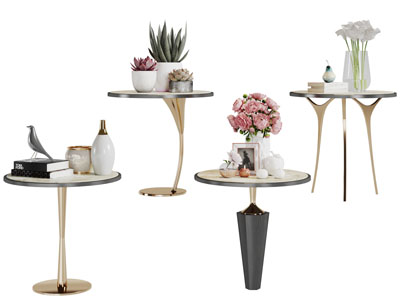 现代圆形大理石茶几