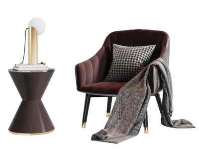 现代黑色休闲椅子茶几