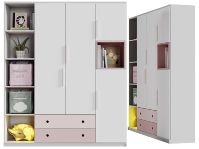 现代儿童一侧开放式收纳的衣柜