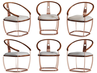 新中式玫瑰金休闲椅子