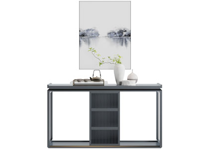 新中式实木端景台3d模型 新中式实木端景台