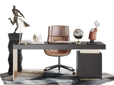 新中式书桌椅组合装饰柜