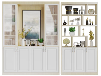 北欧白色柜门的装饰柜