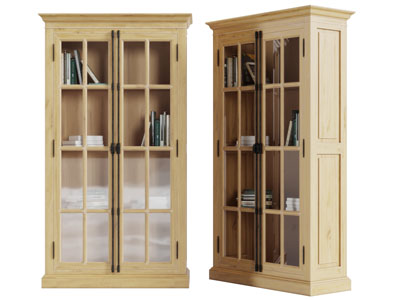 美式玻璃柜门的书柜