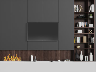 现代带壁炉火炉的电视柜电视机背景墙