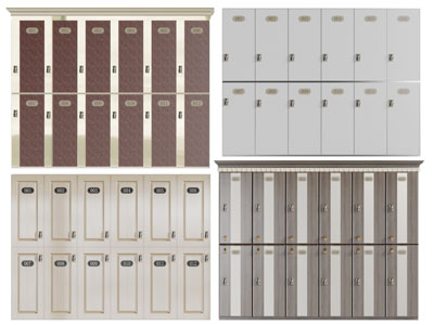 现代带锁的公共空间更衣柜