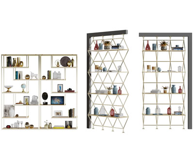 现代轻奢开放式储物收纳展示架