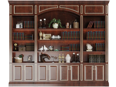 欧式中间是拱形造型的装饰书柜