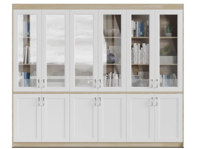 现代白色柜门的装饰书柜