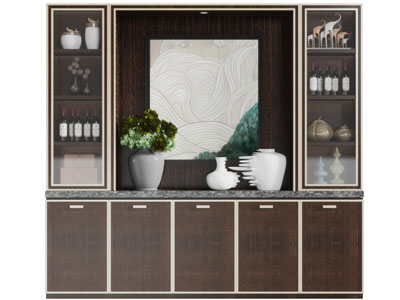 新中式玻璃柜门的装饰柜