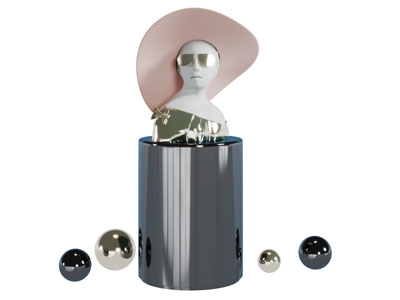 现代戴墨镜的半身女人雕塑雕刻