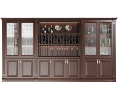 美式实木收纳酒柜3d模型 美式实木收纳酒柜