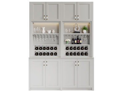 新中式灰色带灯带的酒柜3d模型 新中式灰色带灯带的酒柜