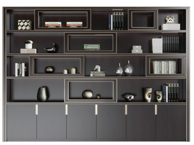 新中式镶嵌金边的装饰柜