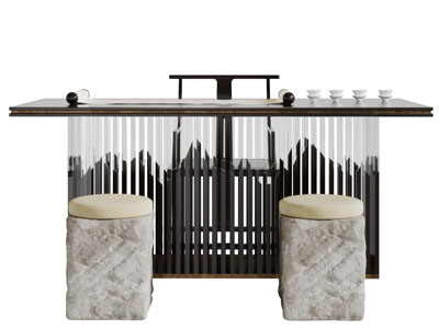 新中式茶桌石凳