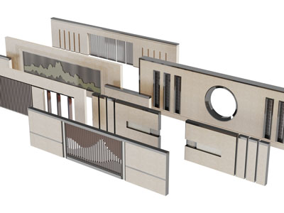 中式影壁景观墙3d模型 中式影壁景观墙