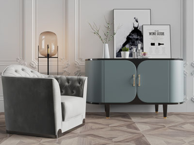 现代轻奢玄关柜单人沙发3d模型 现代轻奢玄关柜单人沙发