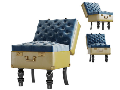 欧式软包行李箱造型的休闲椅子