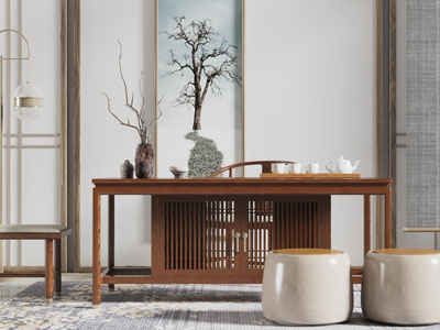 中式实木茶桌坐墩