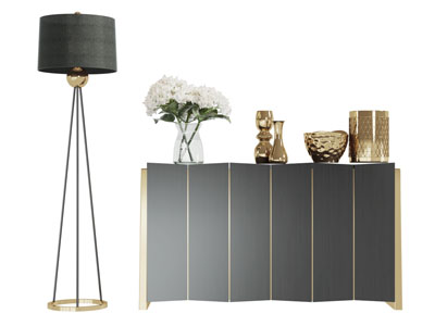 现代轻奢玄关柜边柜落地灯