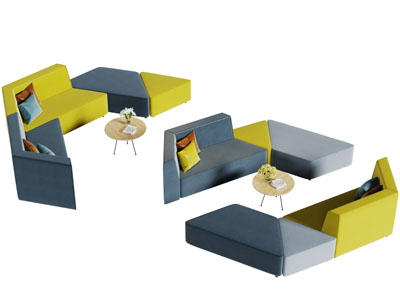 现代拼接转角多人沙发