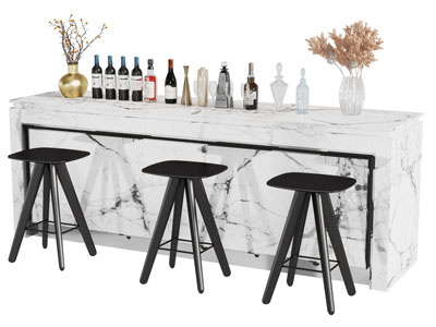 现代大理石吧台吧凳