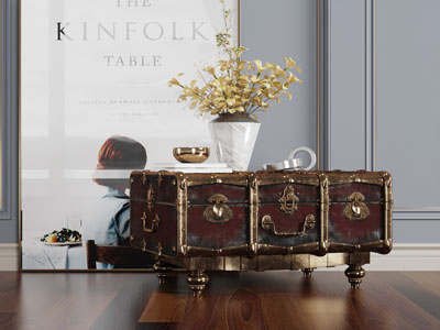 工业风复古行李箱造型的茶几