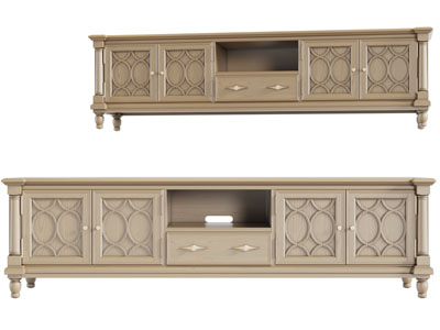 美式雕花柜门电视柜