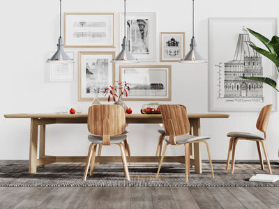 北欧实木餐桌椅组合