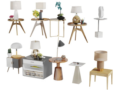 北欧圆形茶几边几台灯床头灯