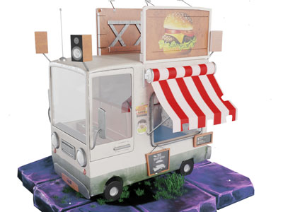 现代汉堡售卖车商业设备3d模型 现代汉堡售卖车商业设备