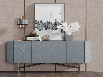 现代轻奢灰色柜门的电视柜