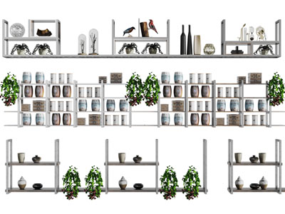 中式墙面茶叶收纳装饰架