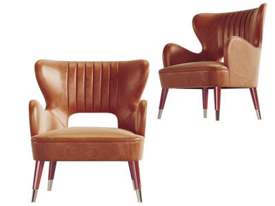 现代皮革镂空靠背单人沙发3d模型 现代皮革镂空靠背单人沙发