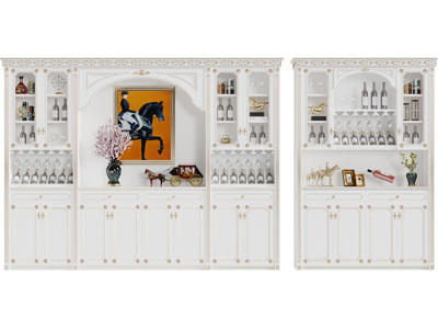 简欧镶金雕花的酒柜3d模型 简欧镶金雕花的酒柜