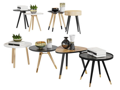 北欧圆形三角形茶几边几