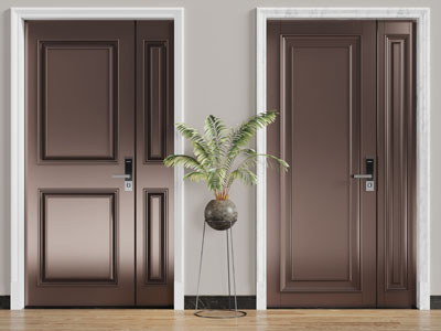 现代铜质子母双扇平开门