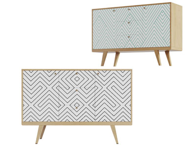 北欧波浪纹里柜门的玄关柜边柜