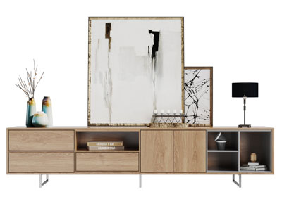 北欧实木电视柜装饰画