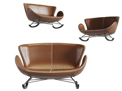 现代皮革摇椅椅子