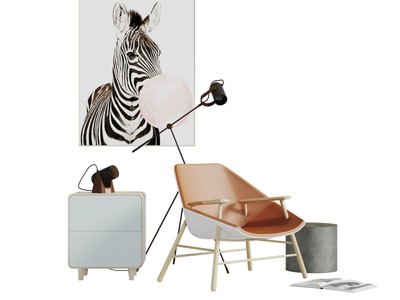 北欧休闲椅子边柜